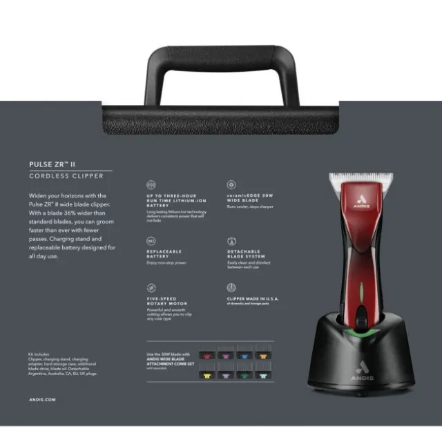 Andis Pulse ZR II Wide Klippemaskin Rød