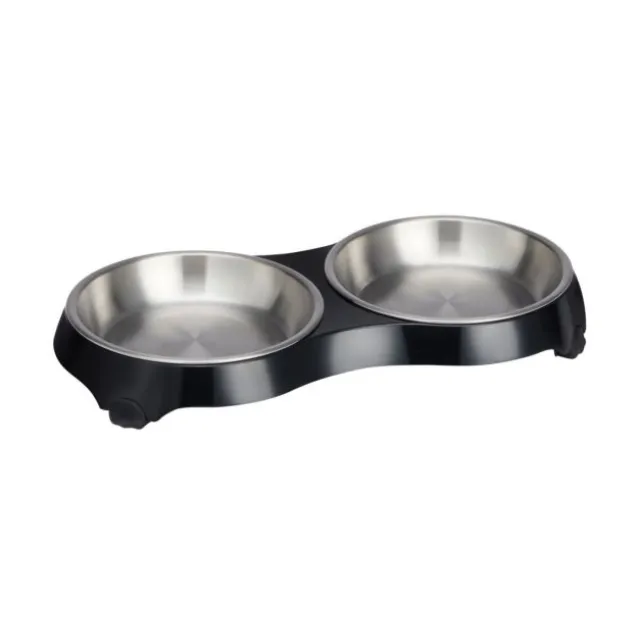 Basic 4-Paw double diner matskål sort S