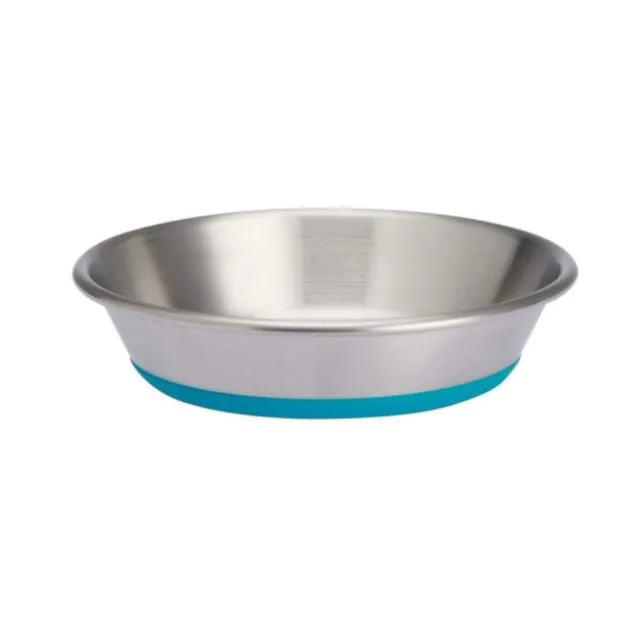 Basic Plain st.steel matskål med silikonbunn S