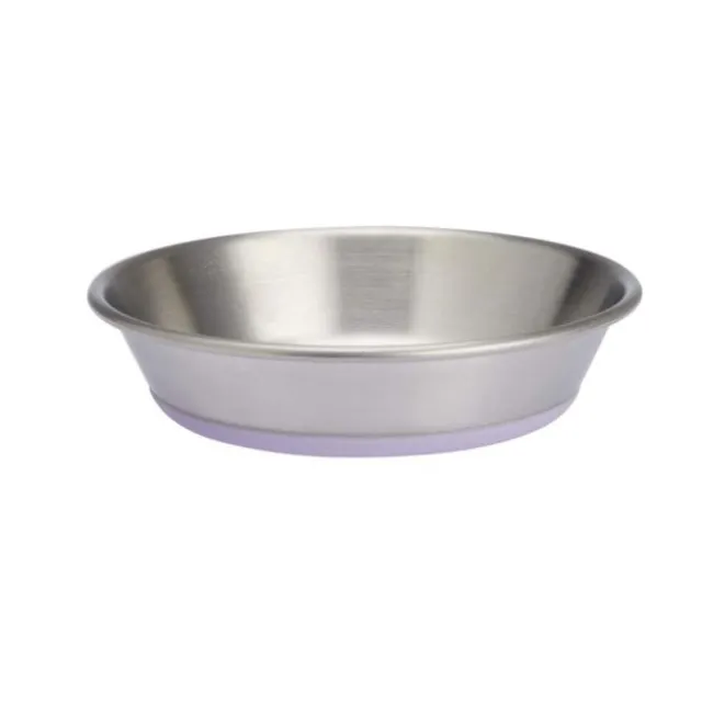 Basic Plain st.steel matskål med silikonbunn S