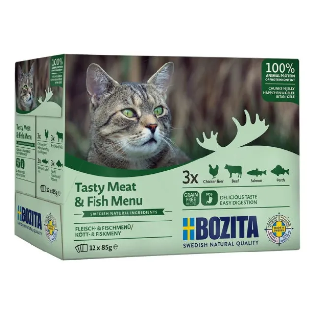 Bozita Cat Meat and Fish Chunks in Jelly Multipack 12x85 g