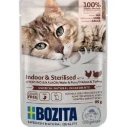 Bozita Indoor & Sterilised kylling og kalkun i saus, 85 g