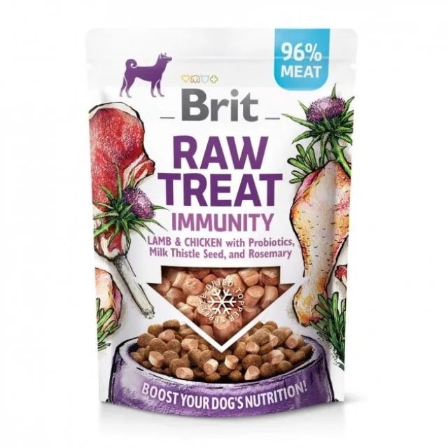 Brit Care Raw Treat Dog Immunity Kylling, Lam & Svin 40 G