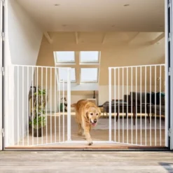DogSpace Rocky Utdragbar Hundegrind Hvit 90-221x104,5 cm