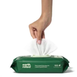 Earth Rated Komposterbare Våtservietter Uparfymerte, 100-pakning
