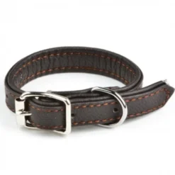 Feel Leather skinnhalsbånd med fôr brunt