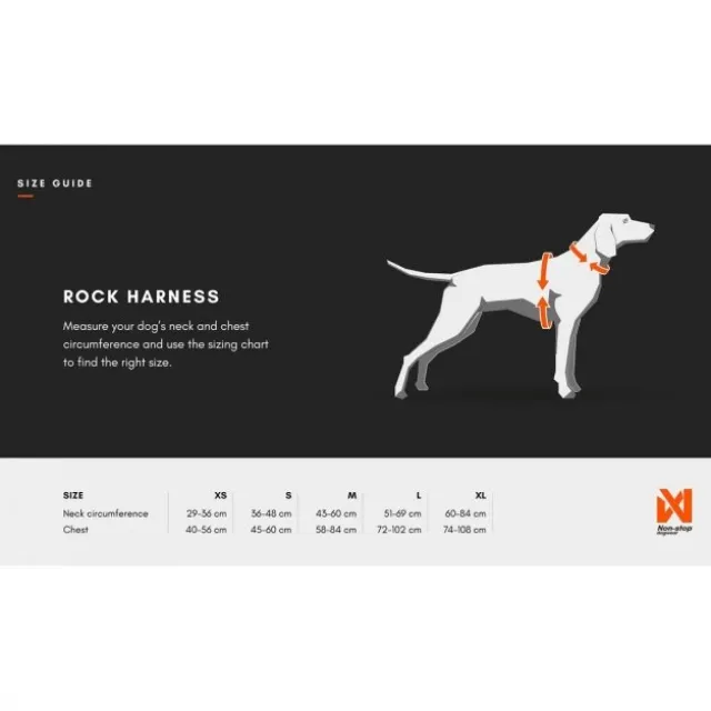 NonStop Rock Hundesele Lang, Svart/Orange