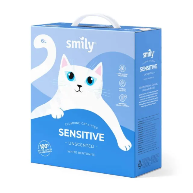 Smily White Bentonitt Kattesand Unscented 6 l