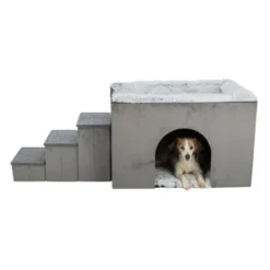 Trixie Harvey Hundehus med Trapp Grå