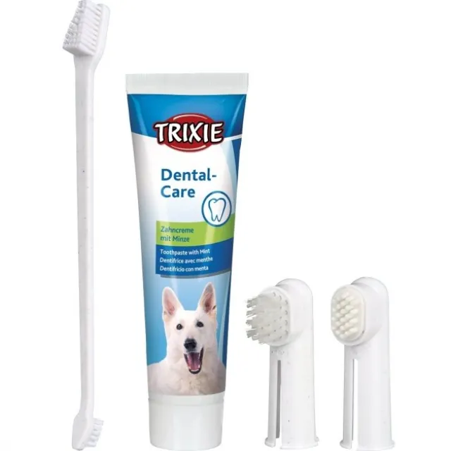 Trixie tannpleiesett + tannkrem med mintsmak